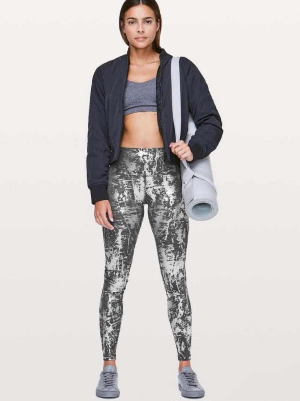 High-Rise Black & Gray Marble Print wunder under Leggings limited edition